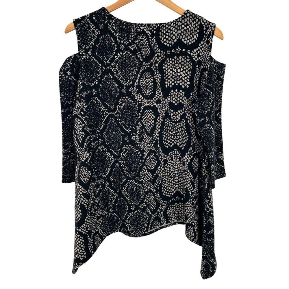 Caroline Rose Rattle & Roll Metallic Python Tunic Cold Shoulder Top Size MP - Picture 5 of 6